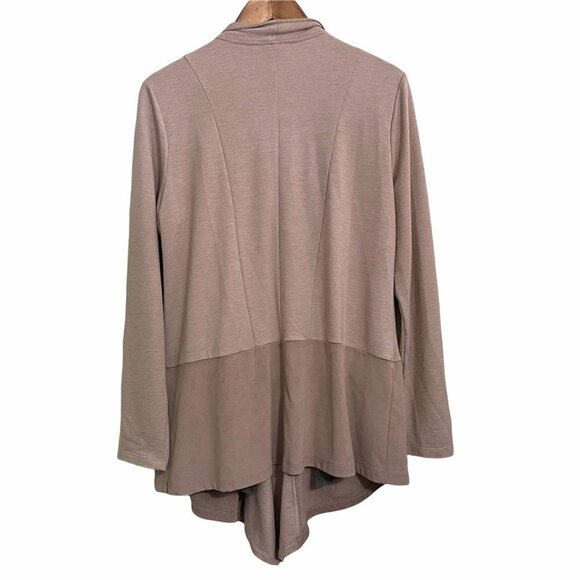 LOGO by Lori Goldstein Women's Beige Waterfall Button Pockets Cardigan Medium - Picture 7 of 7